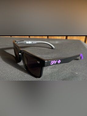 SPY Helm Black Sunglasses with Purple Logo Accent- Unisex